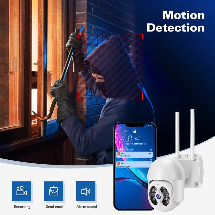 Tuya QX56 3.0 Million Pixels IP66 Waterproof 2.4G Wireless IP Camera, Support Amazon Alexa & Google Home & Motion Detection & Two-way Audio & Full Color Night Vision & TF Card, US Plug - Dome Camera by PMC Jewellery | Online Shopping South Africa | PMC Jewellery