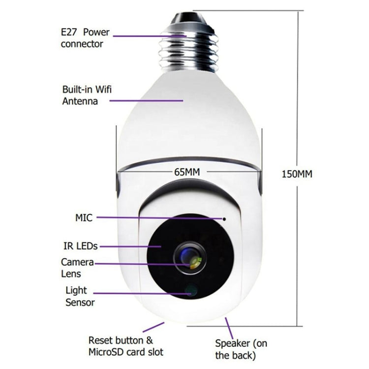 GA-C11 1080P 2MP 5G Dual Frequency Two-way Voice Intercom Bulb Camera (White) - Light Bulb Camera by PMC Jewellery | Online Shopping South Africa | PMC Jewellery