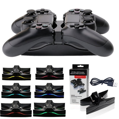 Special UFO Shape 2 x USB Charging Dock Station Stand / Controller Charging Stand for PS4 Playstation 4  with Multi Colors LED(Black) - Charger & Power by PMC Jewellery | Online Shopping South Africa | PMC Jewellery