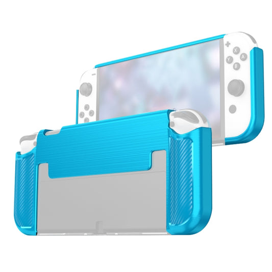 Carbon Fiber TPU Shockproof Protective Case For Nintendo Switch OLED(Blue) - Cases by PMC Jewellery | Online Shopping South Africa | PMC Jewellery