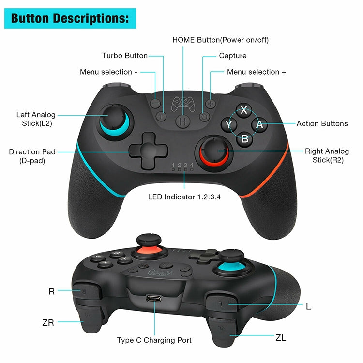 Bluetooth Joypad Gamepad Game Controller for Switch Pro - Gamepads by PMC Jewellery | Online Shopping South Africa | PMC Jewellery