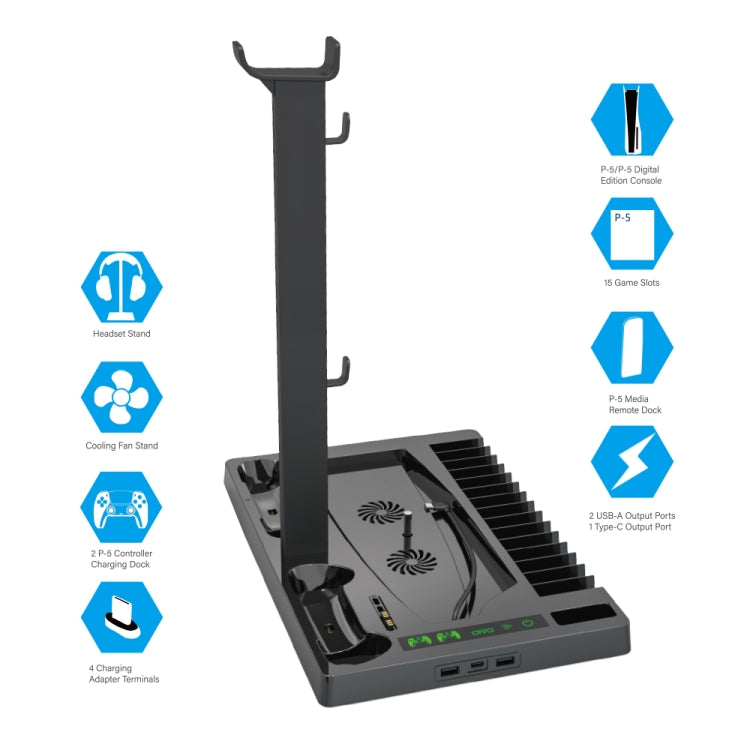 OIVO IV-P5246 Multi-Functional Charging Stand With Cooling Fan For Sony PS5 - Charger & Power by OIVO | Online Shopping South Africa | PMC Jewellery