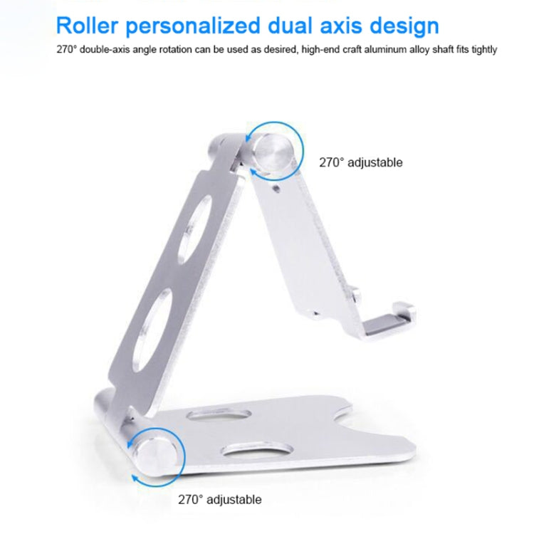 ROOSTAND R2 Aluminum Alloy Mobile Desktop Tablet Bracket Double Folding Lazy Artifact, Size: 6.4x7x9cm(Silver) - Desktop Holder by PMC Jewellery | Online Shopping South Africa | PMC Jewellery