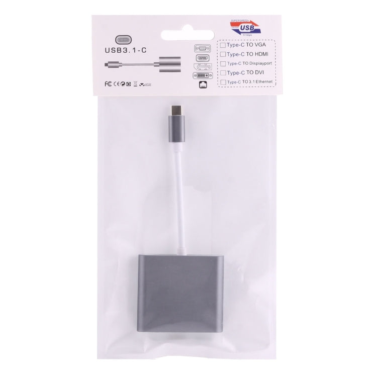 USB-C / Type-C 3.1 Male to USB-C / Type-C 3.1 Female & HDMI Female & USB 3.0 Female Adapter(Grey) - Cable & Adapters by PMC Jewellery | Online Shopping South Africa | PMC Jewellery