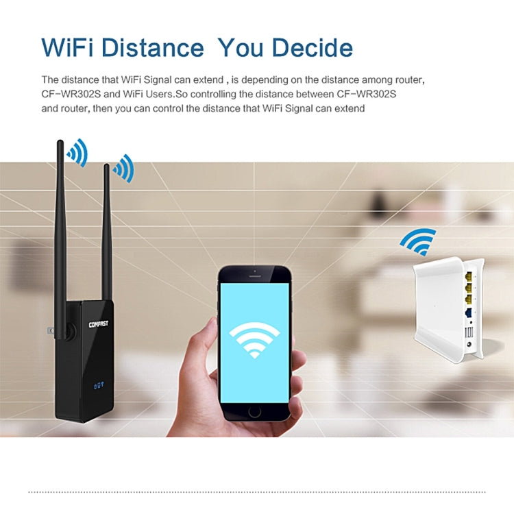 COMFAST CF-WR302S RTL8196E + RTL8192ER Dual Chip WiFi Wireless AP Router 300Mbps Repeater Booster with Dual 5dBi Gain Antenna, Compatible with All Routers with WPS Key - Powerline Network Adapters by COMFAST | Online Shopping South Africa | PMC Jewellery