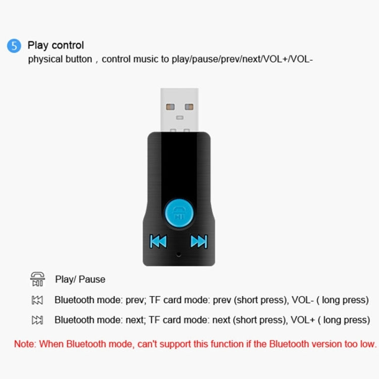 BC07 Mini Brushed Texture USB Bluetooth Receiver MP3 Player SD/TF Card Reader with Microphone & Audio Cable, Support Handsfree & AUX Output & 32GB Micro SD / TF Card & Two-sided USB Port Connecting - Car MP3 & MP4 & MP5 by PMC Jewellery | Online Shopping South Africa | PMC Jewellery