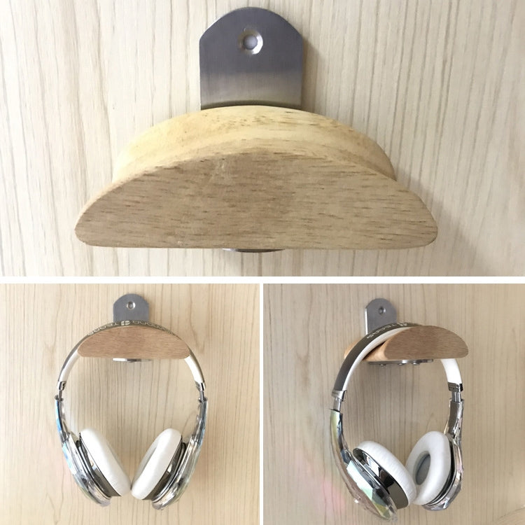 Square Stainless Steel Patch + Solid Wood Wall-mounted Headset Holder - Anti-lost & Holder by PMC Jewellery | Online Shopping South Africa | PMC Jewellery