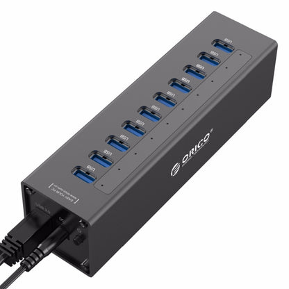 ORICO A3H10 Aluminum High Speed 10 Ports USB 3.0 HUB with Power Adapter for Laptops(Black) - USB 3.0 HUB by ORICO | Online Shopping South Africa | PMC Jewellery