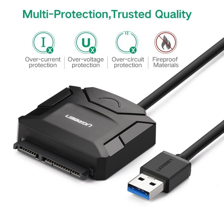 UGREEN USB 3.0 to SATA Adapter Cable Converter for 2.5 / 3.5 inch Hard Drive Disk HDD and SSD, Support UASP SATA 3.0(Black) - USB to IDE / SATA by UGREEN | Online Shopping South Africa | PMC Jewellery