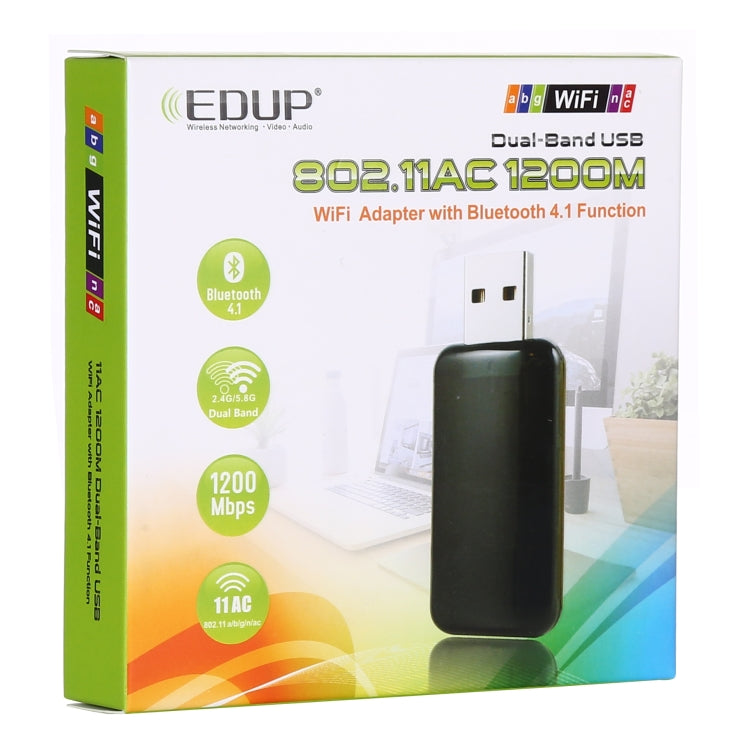 EDUP EP-AC1681 2 in 1 AC1200Mbps 2.4GHz & 5.8GHz Dual Band USB WiFi Adapter External Network Card with Bluetooth 4.1 Function - USB Network Adapter by EDUP | Online Shopping South Africa | PMC Jewellery