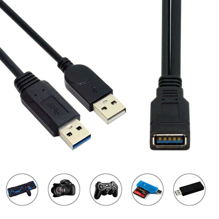 2 in 1 USB 3.0 Female to USB 2.0 + USB 3.0 Male Cable for Computer / Laptop, Length: 29cm - USB Cable by PMC Jewellery | Online Shopping South Africa | PMC Jewellery