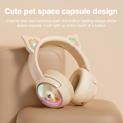 B5 Cat Ear Design USB-C / Type-C RGB Wireless Bluetooth HiFi Headset (Beige) - Multimedia Headset by PMC Jewellery | Online Shopping South Africa | PMC Jewellery