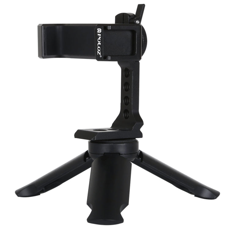 PULUZ Folding Plastic Tripod + Horizontal / Vertical Shooting Metal Clamp with Cold Shoe for iPhone, Galaxy, Huawei, Xiaomi, Sony, HTC, Google and other Smartphones - Desktop Holder by PULUZ | Online Shopping South Africa | PMC Jewellery