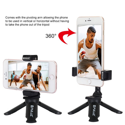 PULUZ Folding Plastic Tripod + Horizontal / Vertical Shooting Metal Clamp with Cold Shoe for iPhone, Galaxy, Huawei, Xiaomi, Sony, HTC, Google and other Smartphones - Desktop Holder by PULUZ | Online Shopping South Africa | PMC Jewellery