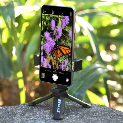 PULUZ Folding Plastic Tripod + Horizontal / Vertical Shooting Metal Clamp with Cold Shoe for iPhone, Galaxy, Huawei, Xiaomi, Sony, HTC, Google and other Smartphones - Desktop Holder by PULUZ | Online Shopping South Africa | PMC Jewellery