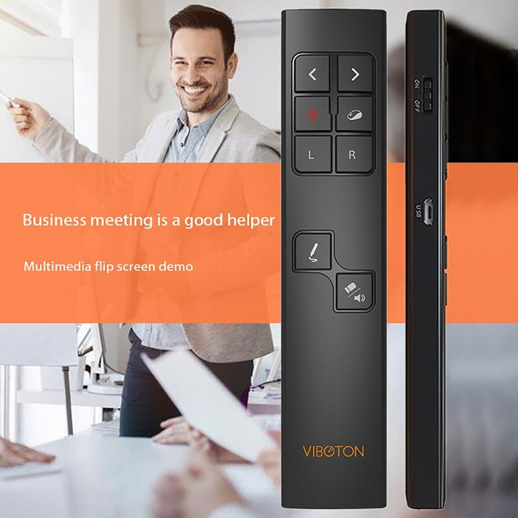 VIBOTON PP930 2.4GHz Multimedia Presentation Remote PowerPoint Clicker Wireless Presenter Handheld Controller Flip Pen, Control Distance: 30m(Black) -  by VIBOTON | Online Shopping South Africa | PMC Jewellery