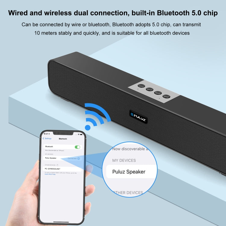 PULUZ 10W Soundbar Wired Wireless Bluetooth Surround Speaker(Black) - Desktop Speaker by PULUZ | Online Shopping South Africa | PMC Jewellery