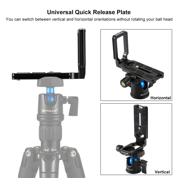 PULUZ 1/4 inch Vertical Shoot Quick Release L Plate Bracket Base Holder - L-Bracket by PULUZ | Online Shopping South Africa | PMC Jewellery