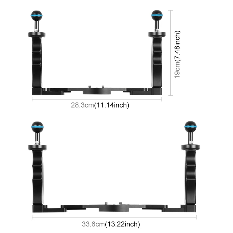 PULUZ Dual Handles Aluminium Alloy Tray Stabilizer for Underwater Camera Housings(Black) - Diving Accessories by PULUZ | Online Shopping South Africa | PMC Jewellery