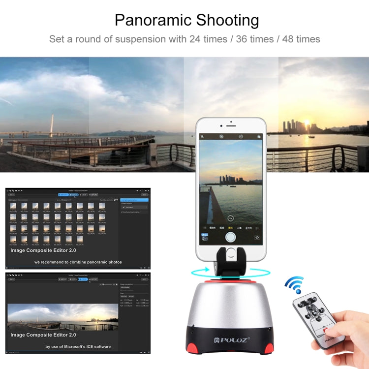 PULUZ Electronic 360 Degree Rotation Panoramic Head with Remote Controller for Smartphones, GoPro, DSLR Cameras(Red) - Tripod Heads by PULUZ | Online Shopping South Africa | PMC Jewellery