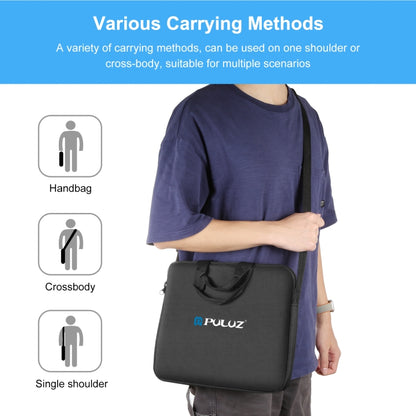 PULUZ 12 inch Ring LED Lights Portable Zipper Storage Bag Shoulder Handbags, Size: 38cm x 33cm x 3cm (Black) - Strap Satchel by PULUZ | Online Shopping South Africa | PMC Jewellery