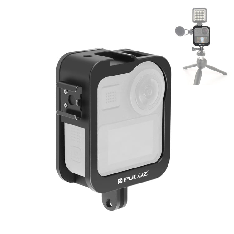 PULUZ Aluminum Alloy Protective Cage Frame with Cold Shoe for GoPro Max (Black) - Metal Cases by PULUZ | Online Shopping South Africa | PMC Jewellery