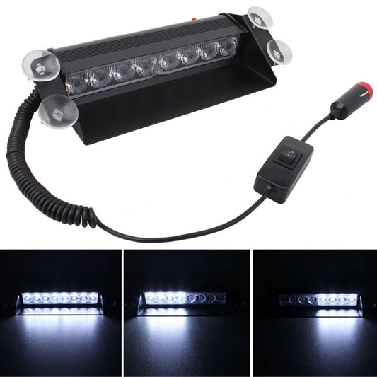 8W 800LM 8-LED White Light 3-Modes Adjustable Angle Car Strobe Flash Dash Emergency Light Warning Lamp with Suckers, DC 12V - Warning Lights by PMC Jewellery | Online Shopping South Africa | PMC Jewellery