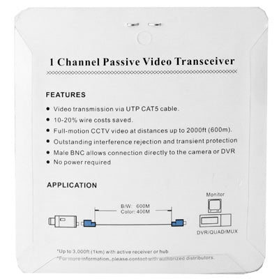 2 PCS 1 Channel Passive Video Transceiver(Grey) - Video Balun by PMC Jewellery | Online Shopping South Africa | PMC Jewellery