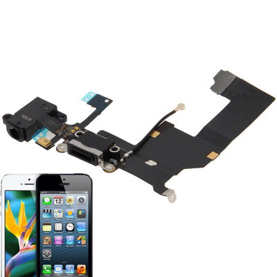 Original Tail Connector Charger Flex Cable + Headphone Audio Jack Ribbon Flex Cable for iPhone 5(Black) - iPhone 5 Parts by PMC Jewellery | Online Shopping South Africa | PMC Jewellery