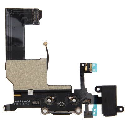 Original Tail Connector Charger Flex Cable + Headphone Audio Jack Ribbon Flex Cable for iPhone 5(Black) - iPhone 5 Parts by PMC Jewellery | Online Shopping South Africa | PMC Jewellery