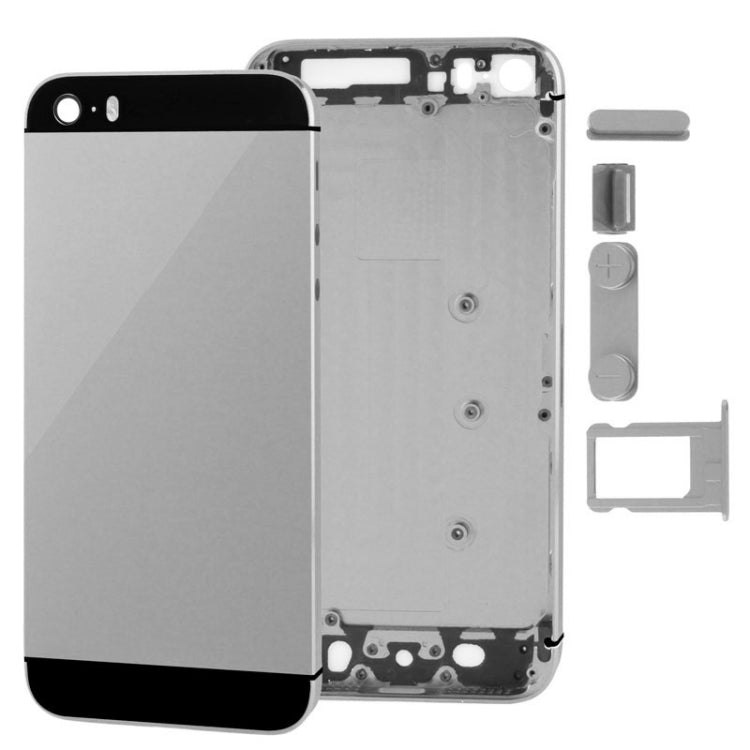 Full Housing Alloy  Back Cover with Mute Button + Power Button + Volume Button + Nano SIM Card Tray for iPhone 5S(Grey) - iPhone 5 Parts by PMC Jewellery | Online Shopping South Africa | PMC Jewellery