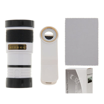 8X Zoom Telescope Telephoto Camera Lens with Clip(White) - Telescope & Microscope by PMC Jewellery | Online Shopping South Africa | PMC Jewellery