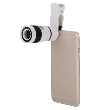 8X Zoom Telescope Telephoto Camera Lens with Clip(White) - Telescope & Microscope by PMC Jewellery | Online Shopping South Africa | PMC Jewellery