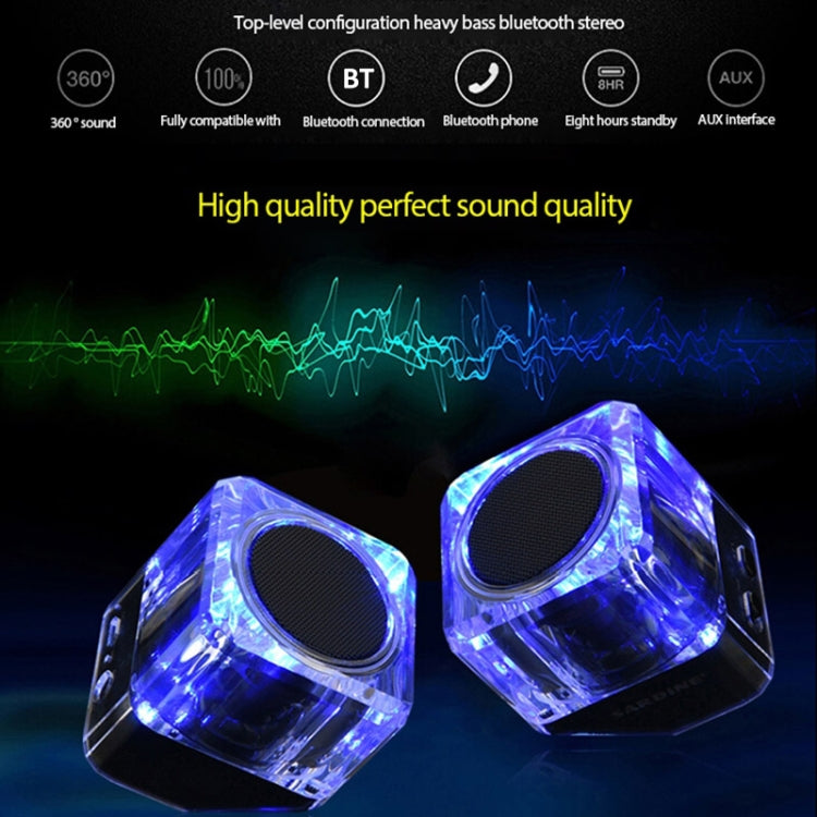 SARDiNE B5 TWS Crystal Case Bluetooth Speaker with Mic & LED Light(White) - Desktop Speaker by SARDiNE | Online Shopping South Africa | PMC Jewellery