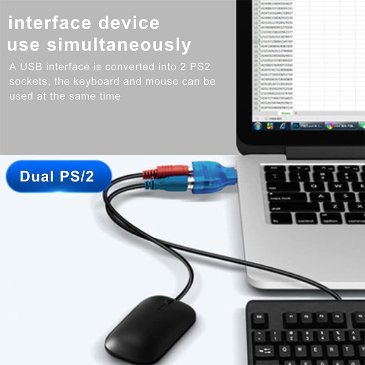 USB Male to PS/2 Female Adapter for Mouse / Keyboard - PS/2 Series by PMC Jewellery | Online Shopping South Africa | PMC Jewellery