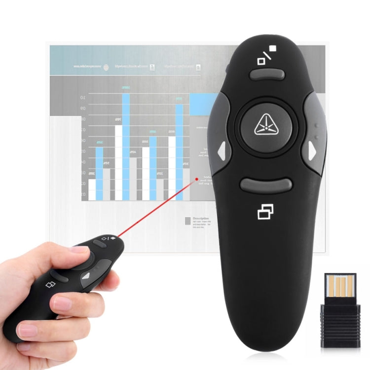 Multimedia Presenter with Laser Pointer & USB Receiver for Projector / PC / Laptop, Control Distance: 15m(Black) -  by PMC Jewellery | Online Shopping South Africa | PMC Jewellery