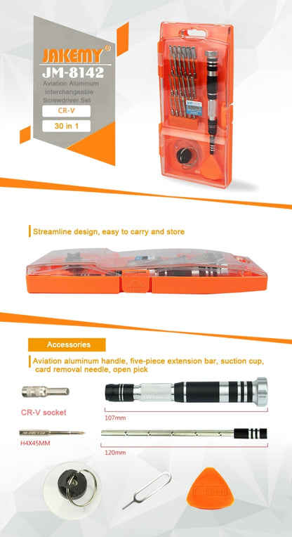 JAKEMY JM-8142 30 in 1 Aviation Aluminum Interchangeable Screwdriver Set - Screwdriver Set by JAKEMY | Online Shopping South Africa | PMC Jewellery