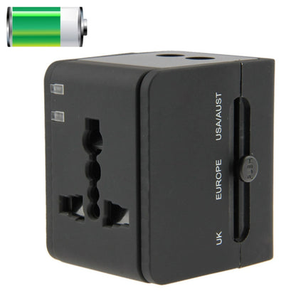 International 2.1A 2-USB EU / AU / UK / US Plug Travel Universal Adaptor(Black) - International Plug Adaptor by PMC Jewellery | Online Shopping South Africa | PMC Jewellery