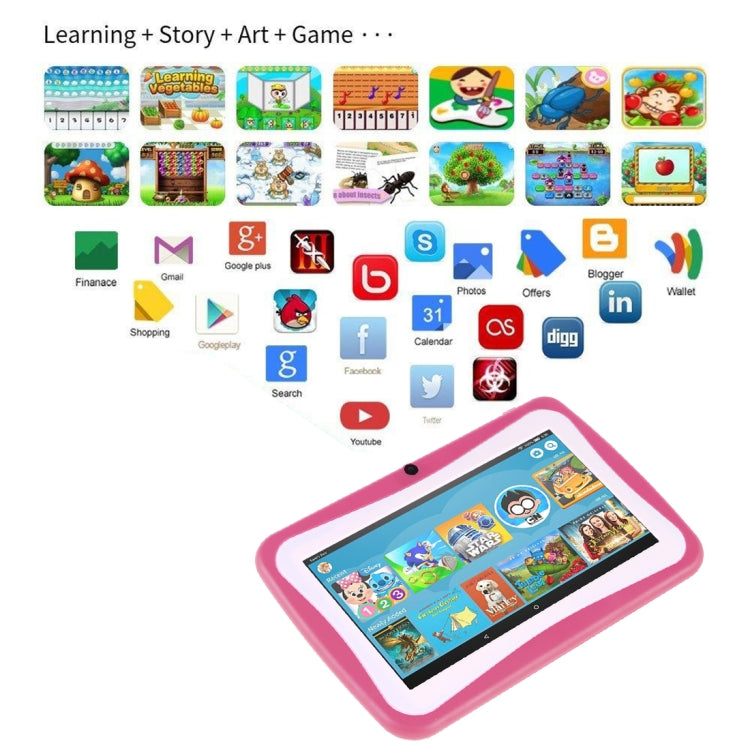 Kids Education Tablet PC, 7.0 inch, 1GB+8GB, Android 4.4.2 Allwinner A33Quad Core 1.3GHz, WiFi, TF Card up to 32GB, Dual Camera(Pink) -  by PMC Jewellery | Online Shopping South Africa | PMC Jewellery