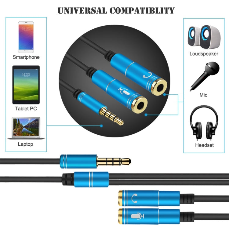 2 in 1 3.5mm Male to Double 3.5mm Female TPE High-elastic Audio Cable Splitter, Cable Length: 32cm(Blue) - Cable & Splitter by PMC Jewellery | Online Shopping South Africa | PMC Jewellery