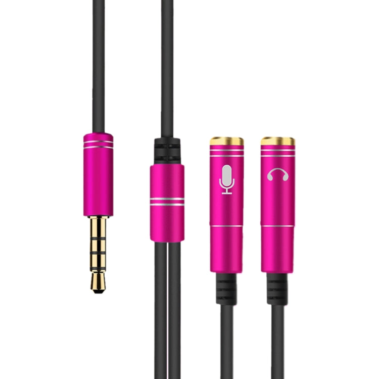 2 in 1 3.5mm Male to Double 3.5mm Female TPE High-elastic Audio Cable Splitter, Cable Length: 32cm(Rose Red) - Cable & Splitter by PMC Jewellery | Online Shopping South Africa | PMC Jewellery