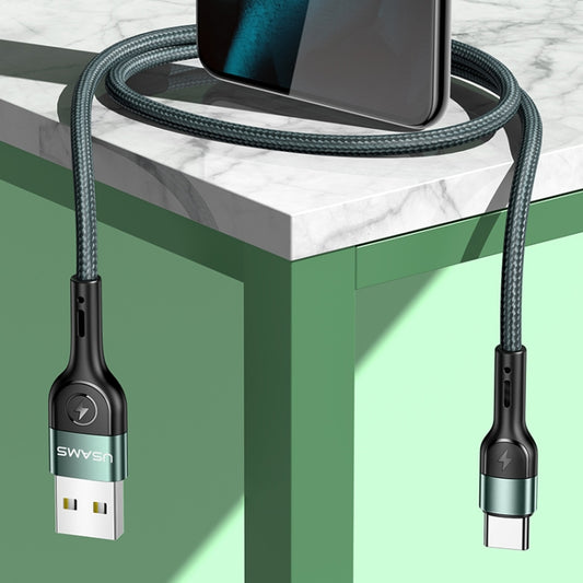 USAMS US-SJ449 U55 2A Type-C / USB-C Aluminum Alloy Weave Charging Cable, Length:1m (Green) - USB-C & Type-C Cable by USAMS | Online Shopping South Africa | PMC Jewellery