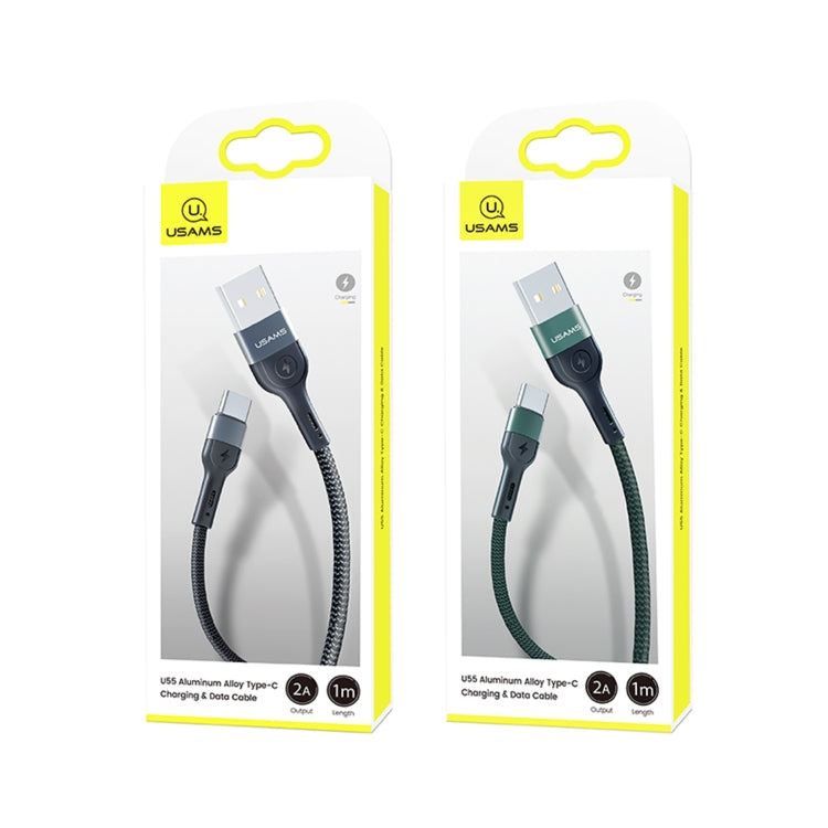 USAMS US-SJ449 U55 2A Type-C / USB-C Aluminum Alloy Weave Charging Cable, Length:1m (Green) - USB-C & Type-C Cable by USAMS | Online Shopping South Africa | PMC Jewellery