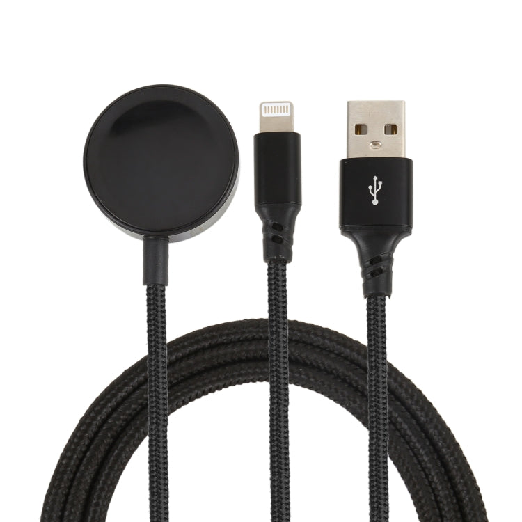 For iPhone / Apple Watch 2 In 1 8 Pin + Magnetic Charging Base Multi-function Charging Cable, Length: 1m(Black) - Multifunction Cable by PMC Jewellery | Online Shopping South Africa | PMC Jewellery