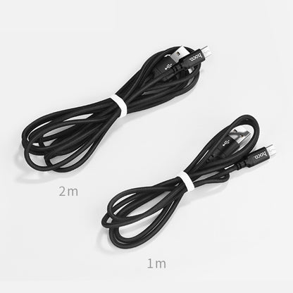 hoco X14 2m Nylon Braided Aluminium Alloy Micro USB to USB Data Sync Charging Cable(Black) - Micro USB Cable by hoco | Online Shopping South Africa | PMC Jewellery