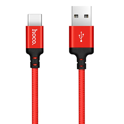 hoco X14 1m Nylon Braided Aluminium Alloy USB-C / Type-C to USB Data Sync Charging Cable(Red) - USB-C & Type-C Cable by hoco | Online Shopping South Africa | PMC Jewellery