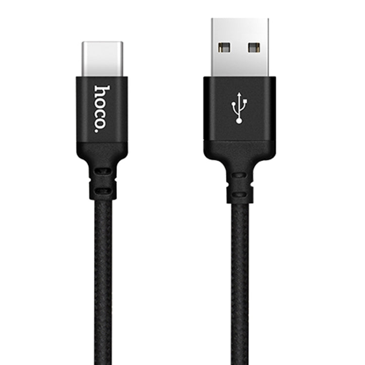 hoco X14 2m Nylon Braided Aluminium Alloy USB-C / Type-C to USB Data Sync Charging Cable(Black) - USB-C & Type-C Cable by hoco | Online Shopping South Africa | PMC Jewellery