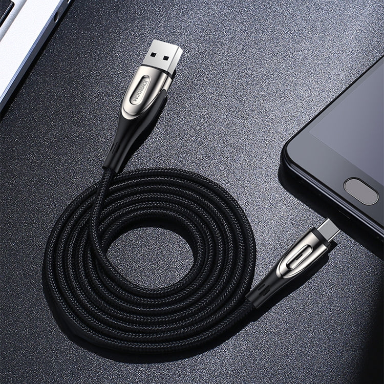 JOYROOM S-M411 Sharp Series 3A USB-C / Type-C Interface Charging + Transmission Nylon Braided Data Cable with Drop-shaped Indicator Light, Cable Length: 1.2m (Black) - USB-C & Type-C Cable by JOYROOM | Online Shopping South Africa | PMC Jewellery