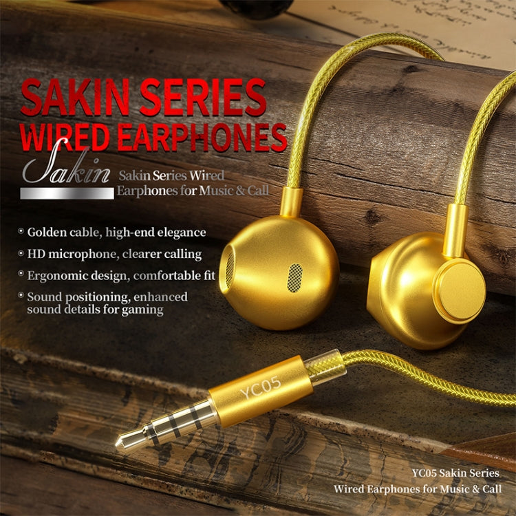 WK YC05 3.5mm Music In Ear Wired Earphone (Gold) - In Ear Wired Earphone by WK | Online Shopping South Africa | PMC Jewellery