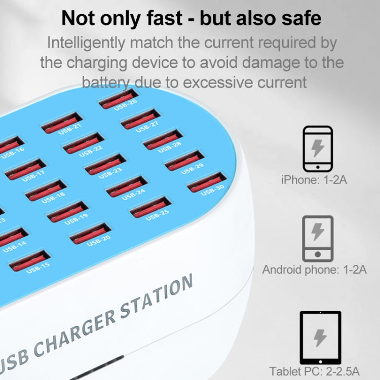 830 180W 30 USB Ports Multifunction Smart Charger Station AC100-240V, US Plug (White) - Multifunction Charger by PMC Jewellery | Online Shopping South Africa | PMC Jewellery